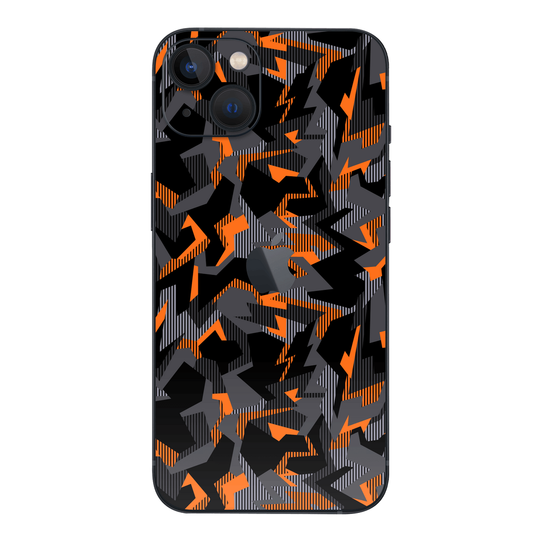 iPhone 14 Print Printed Custom Signature Sharp-Edged Orange Camo Camouflage Skin Wrap Sticker Decal Cover Protector by EasySkinz