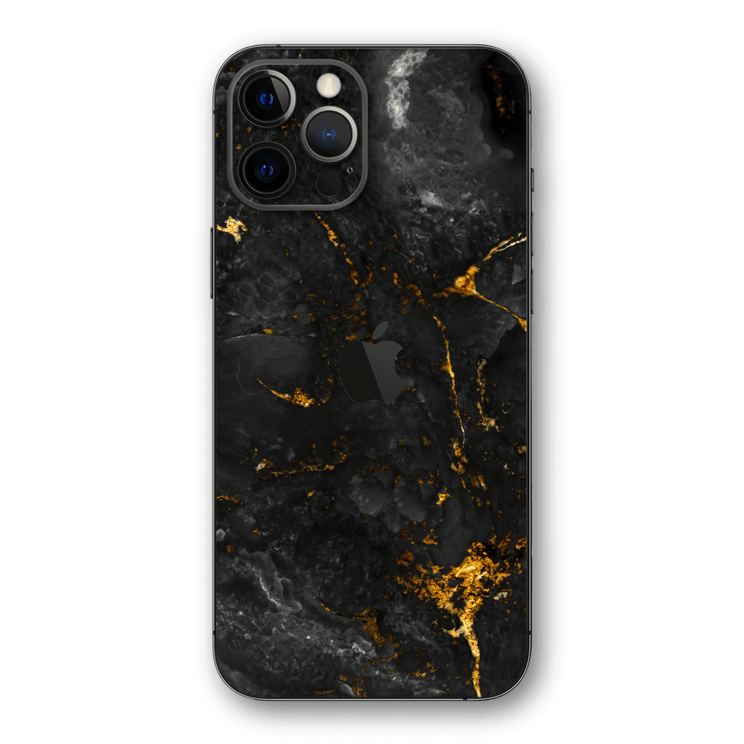 iPhone 12 PRO SIGNATURE Black-Gold MARBLE Skin - Premium Protective Skin Wrap Sticker Decal Cover by QSKINZ | Qskinz.com