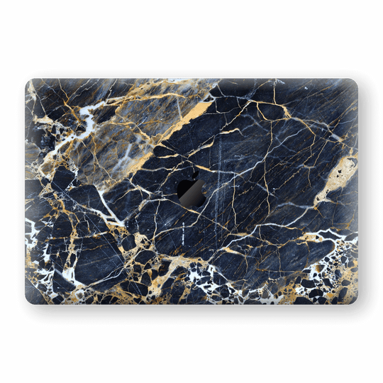 MacBook PRO 16" (2019) Print Custom Signature Marble Blue Gold Skin Wrap Decal by EasySkinz - Design 2