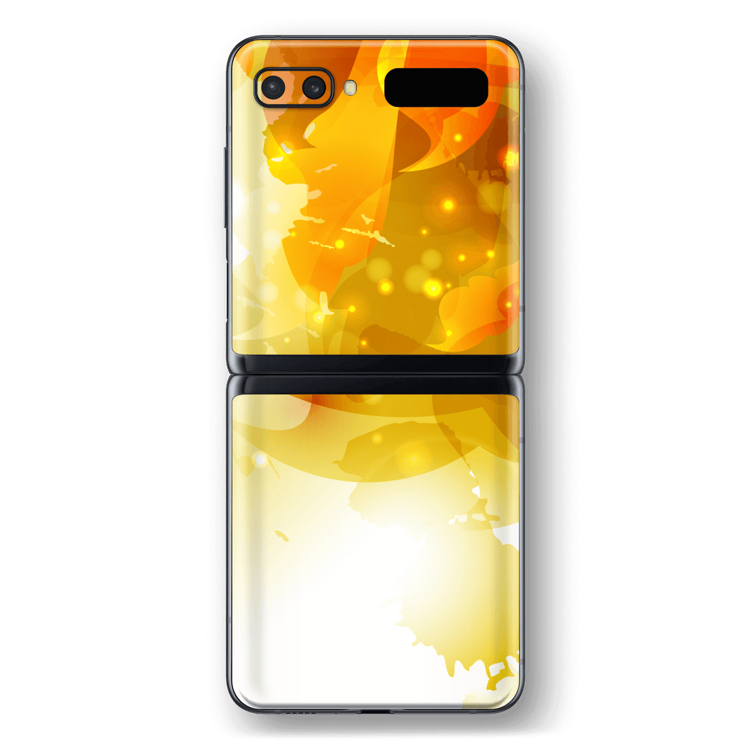 Samsung Galaxy Z Flip Print Printed Custom SIGNATURE Amber-Orange Splash Skin Wrap Sticker Decal Cover Protector by EasySkinz