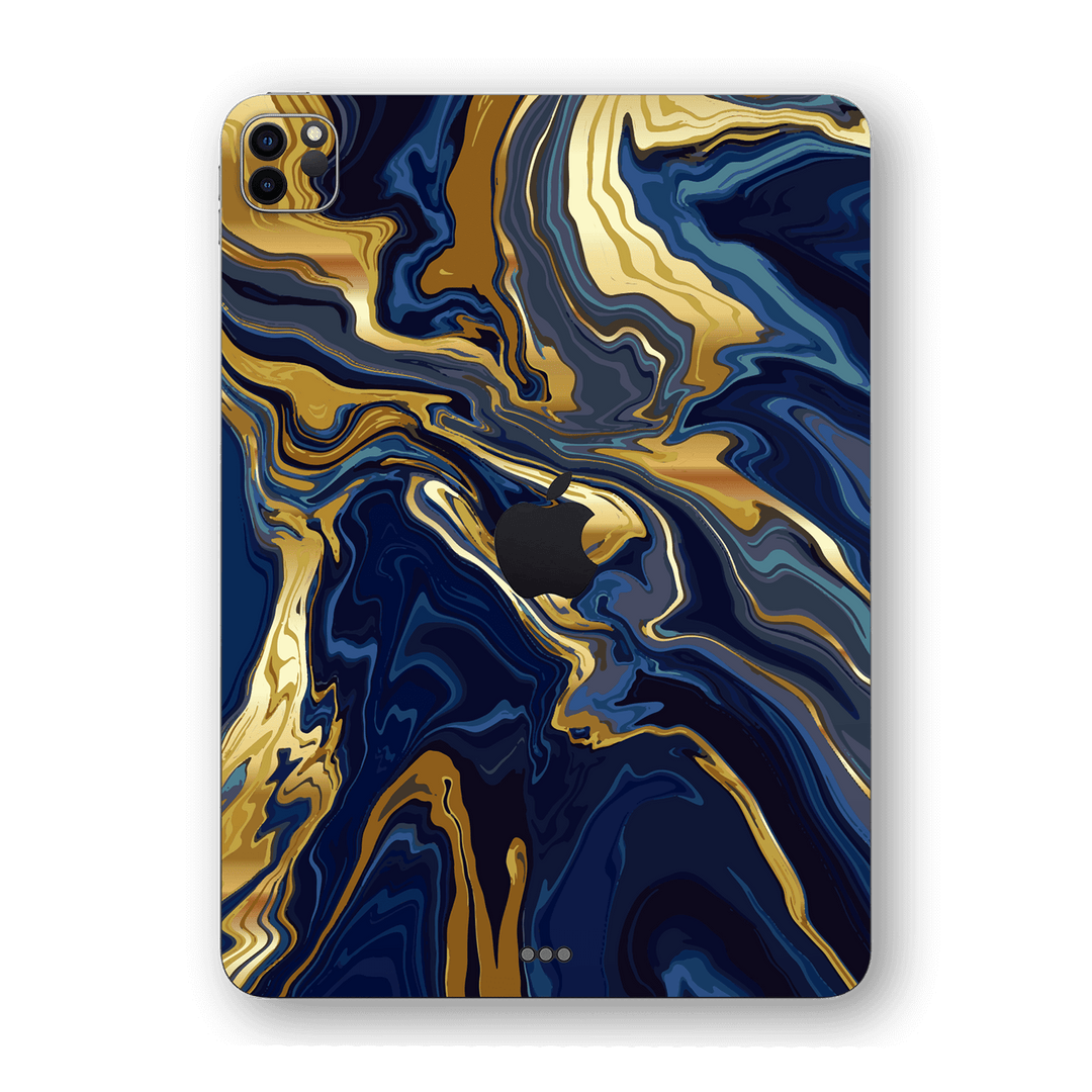 iPad PRO 12.9" (2020) Print Printed Custom SIGNATURE Ocean Blue & Gold Luxury Skin Wrap Sticker Decal Cover Protector by EasySkinz