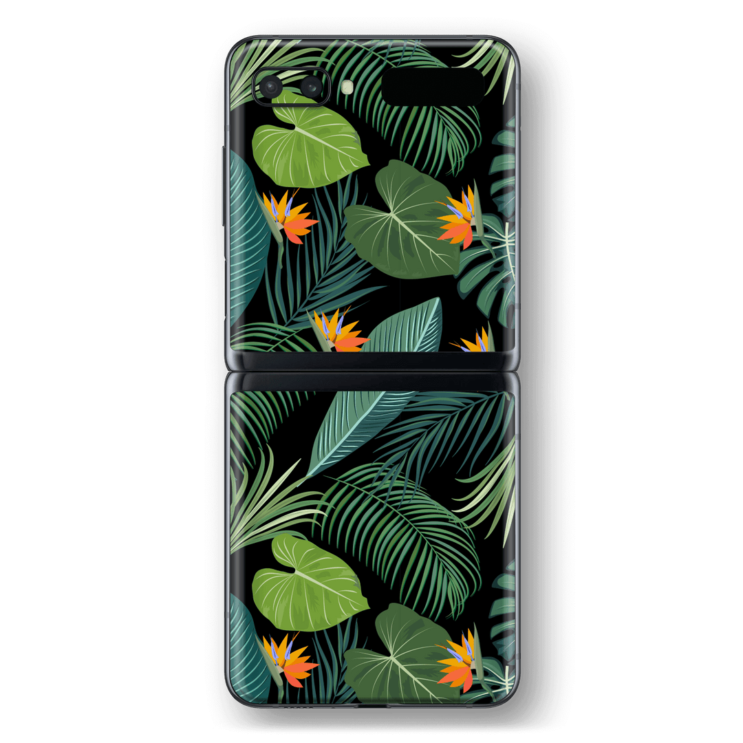 Samsung Galaxy Z Flip 5G Print Printed Custom SIGNATURE JUNGLE Tropical LEAVES Skin Wrap Sticker Decal Cover Protector by EasySkinz