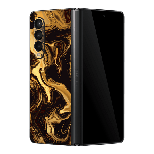 Samsung Galaxy Z Fold 3 Print Printed Custom Signature AGATE GEODE Melted Gold Skin Wrap Sticker Decal Cover Protector by EasySkinz