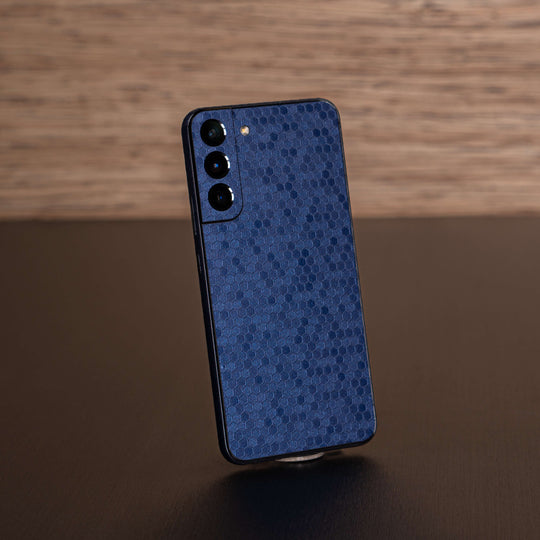 Samsung Galaxy S22+ PLUS Luxuria Navy Blue Honeycomb 3D Textured Skin Wrap Decal Cover Protector by EasySkinz | EasySkinz.com
