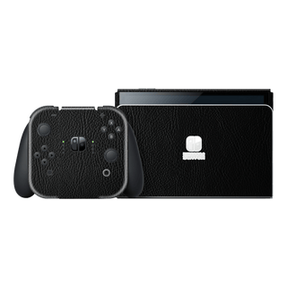 Nintendo Switch OLED LUXURIA RIDERS Black LEATHER Textured Skin