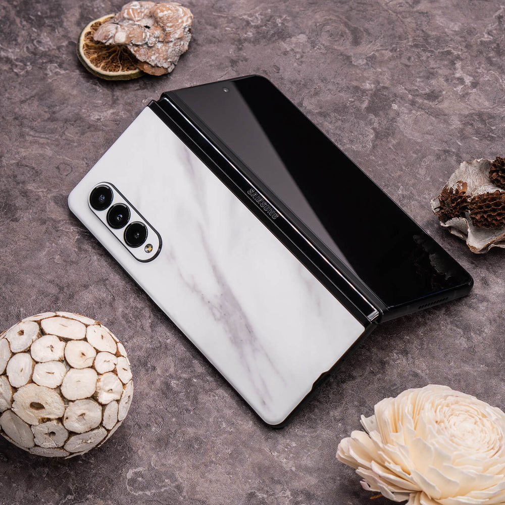Samsung Galaxy Z Fold 3 Luxuria White MARBLE Stone Skin Wrap Sticker Decal Cover Protector by EasySkinz