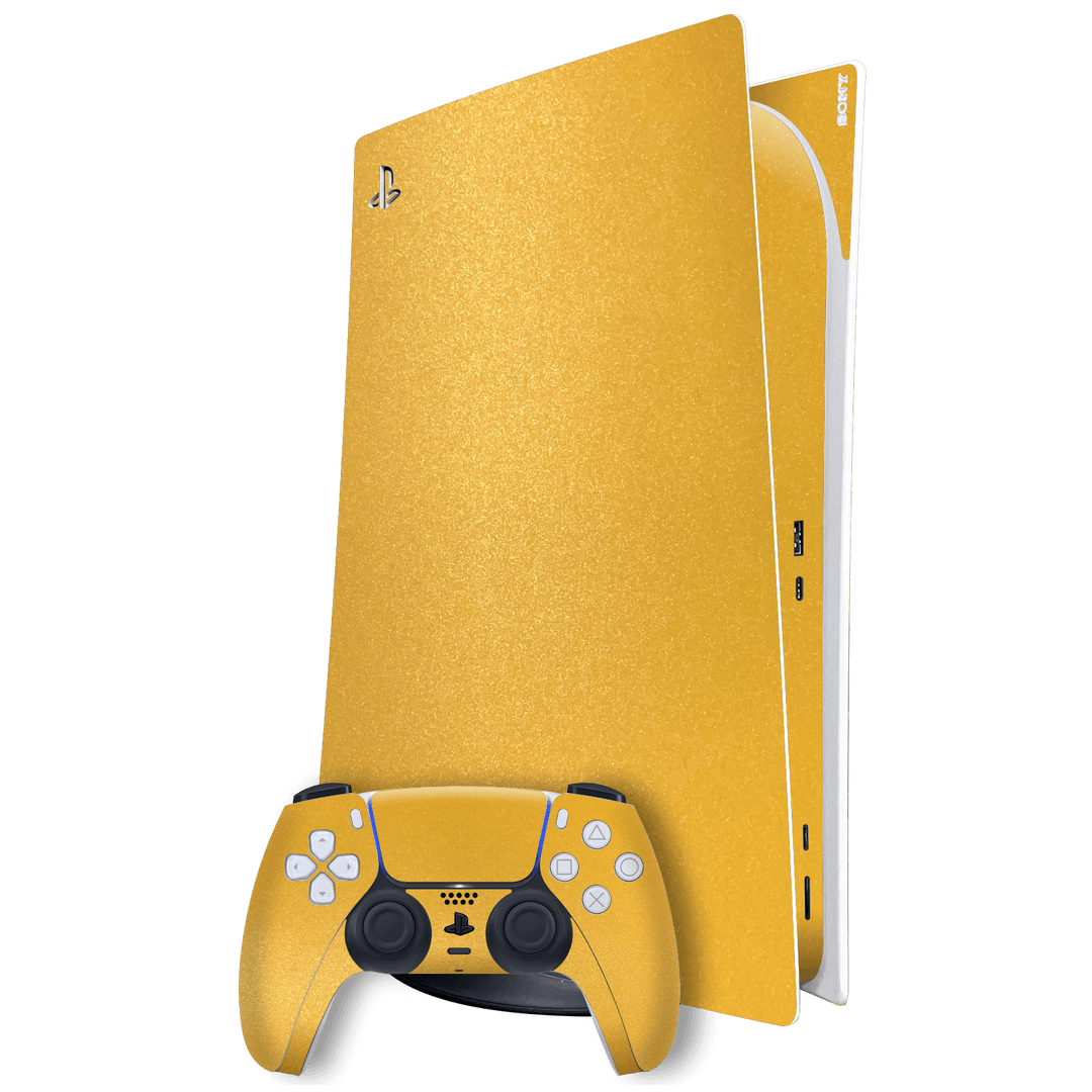 Playstation 5 (PS5) DIGITAL EDITION Yellow Metallic Matt Matte Skin Wrap Sticker Decal Cover Protector by EasySkinz | EasySkinz.com