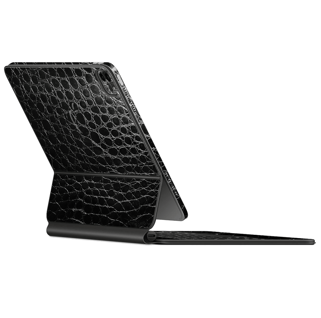 Apple Magic Keyboard for iPad Pro 11" (Gen 1-2) Luxuria Black Leather Alligator Crocodile 3D Textured Skin Wrap Sticker Decal Cover Protector by EasySkinz | EasySkinz.com