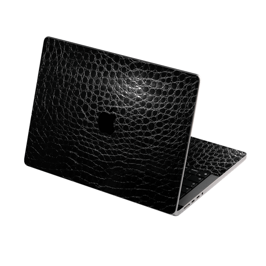 MacBook PRO 16" (2021) Luxuria Black Leather Alligator Crocodile Reptile 3D Textured Skin Wrap Decal Cover Protector by EasySkinz | EasySkinz.com