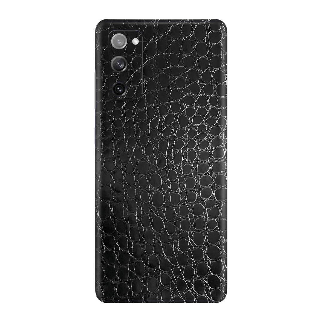 Samsung Galaxy S20 FE Luxuria Black Leather Alligator 3D Textured Skin Wrap Decal Cover Protector by EasySkinz | EasySkinz.com