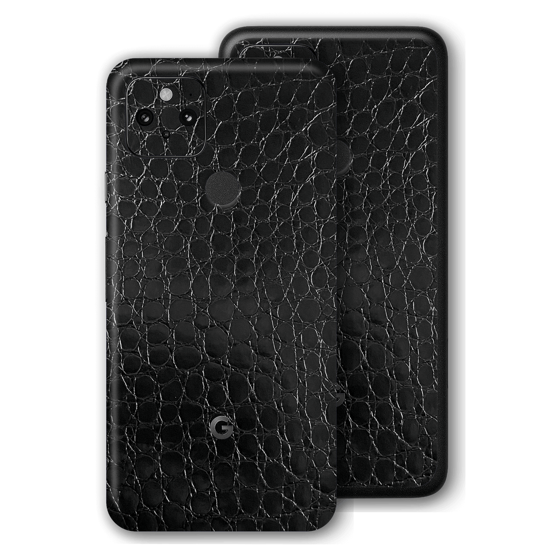 Pixel 5 Luxuria Black Leather Alligator Skin Wrap Decal Protector | EasySkinz