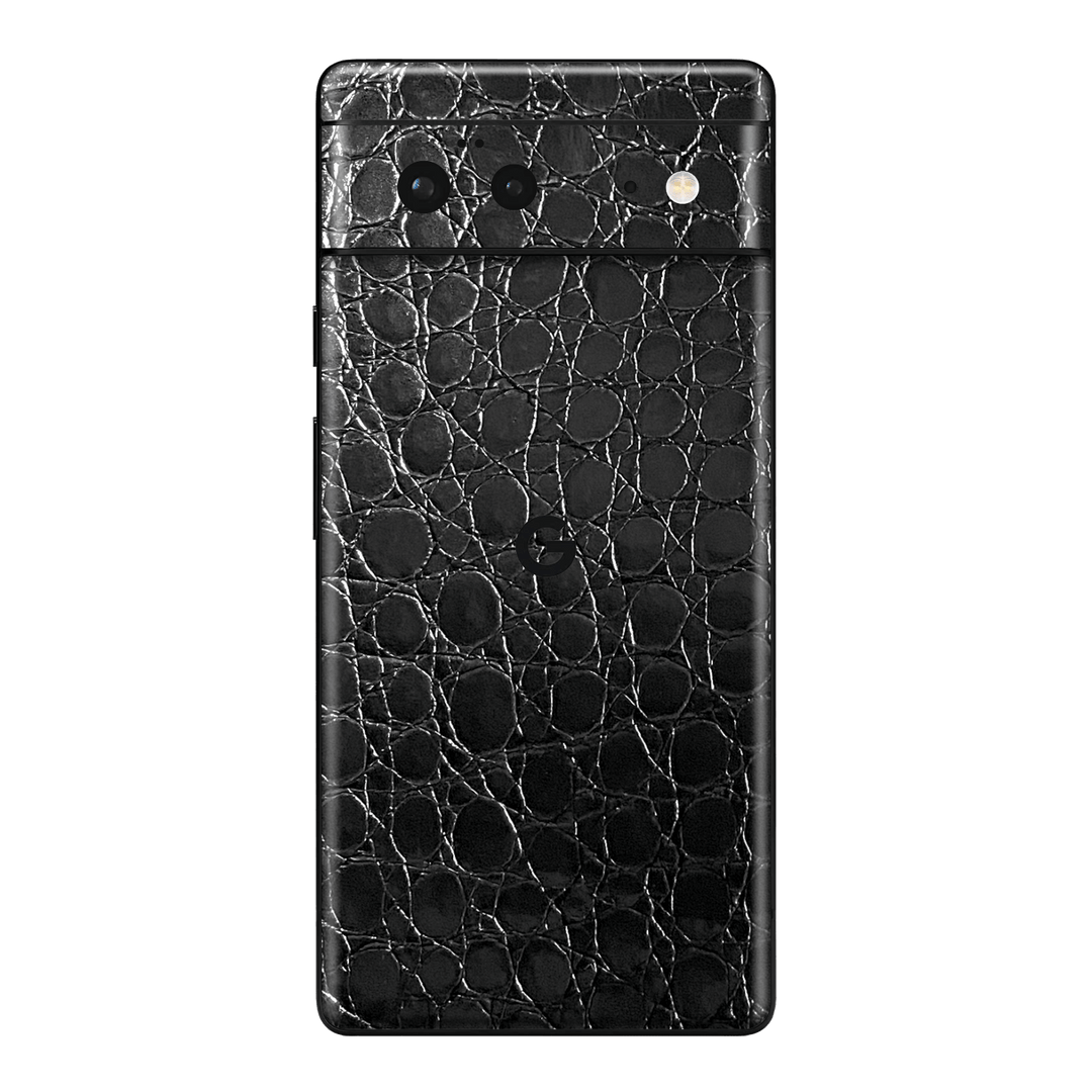 Google Pixel 6 Luxuria Black Leather Alligator Crocodile Reptile 3D Textured Skin Wrap Decal Cover Protector by EasySkinz | EasySkinz.com