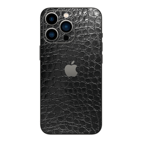 iPhone 13 PRO LUXURIA BLACK ALLIGATOR Leather Textured Skin - Premium Protective Skin Wrap Sticker Decal Cover by QSKINZ | Qskinz.com