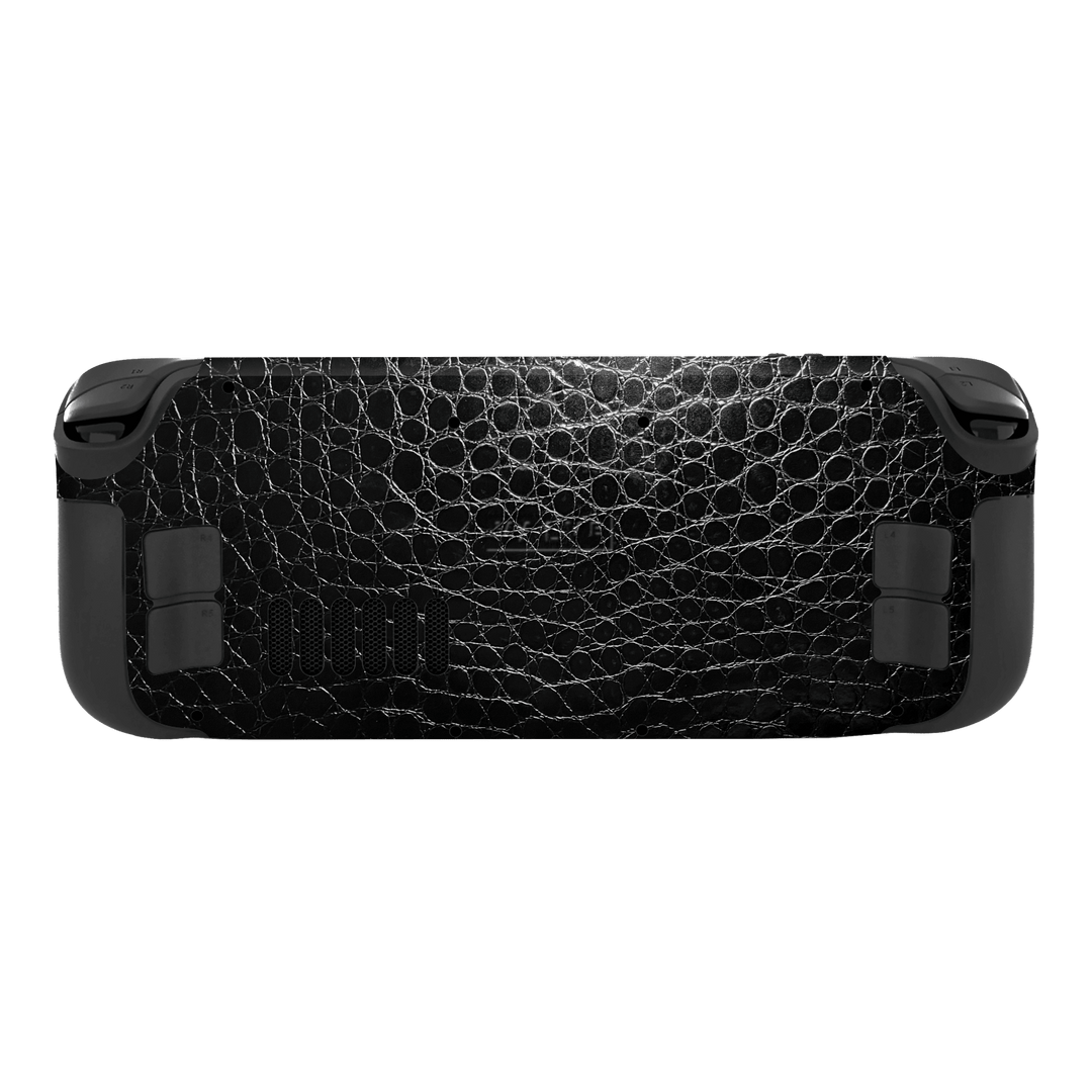 Steam Deck Luxuria Black Leather Alligator Crocodile Reptile 3D Textured Skin Wrap Decal Cover Protector by EasySkinz | EasySkinz.com