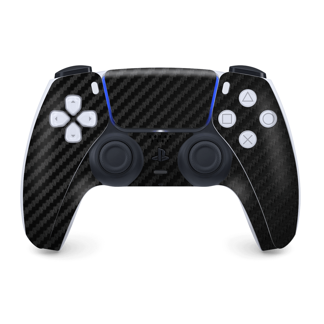 PS5 Playstation 5 DualSense Wireless Controller Skin - Black 3D Textured Carbon Fibre Fiber Skin Wrap Decal Cover Protector by EasySkinz | EasySkinz.com