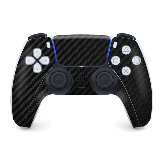 PS5 Playstation 5 DualSense Wireless Controller Skin - Black 3D Textured Carbon Fibre Fiber Skin Wrap Decal Cover Protector by EasySkinz | EasySkinz.com
