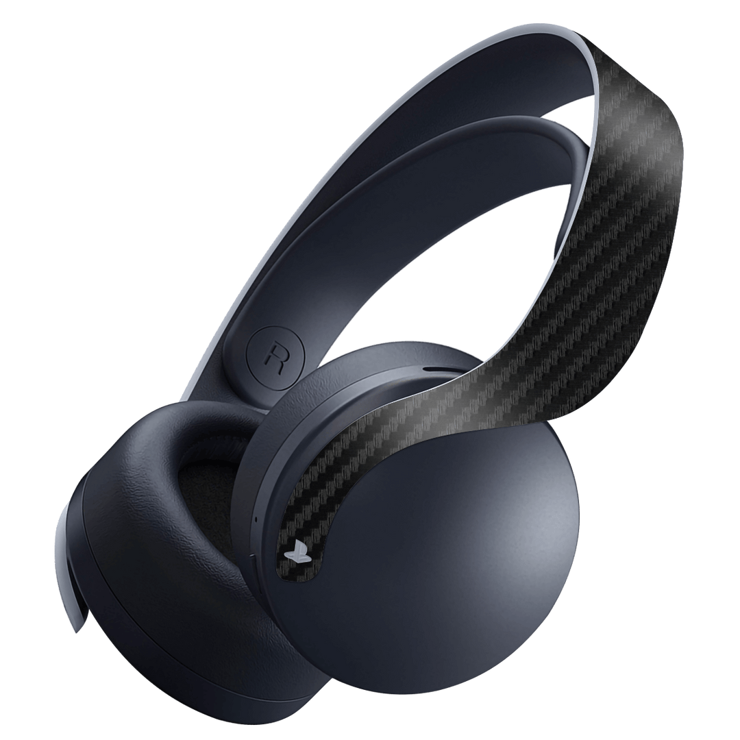 PS5 PlayStation 5 PULSE 3D Wireless Headset Skin - Black 3D Textured Carbon Fibre Fiber Skin Wrap Decal Cover Protector by EasySkinz | EasySkinz.com
