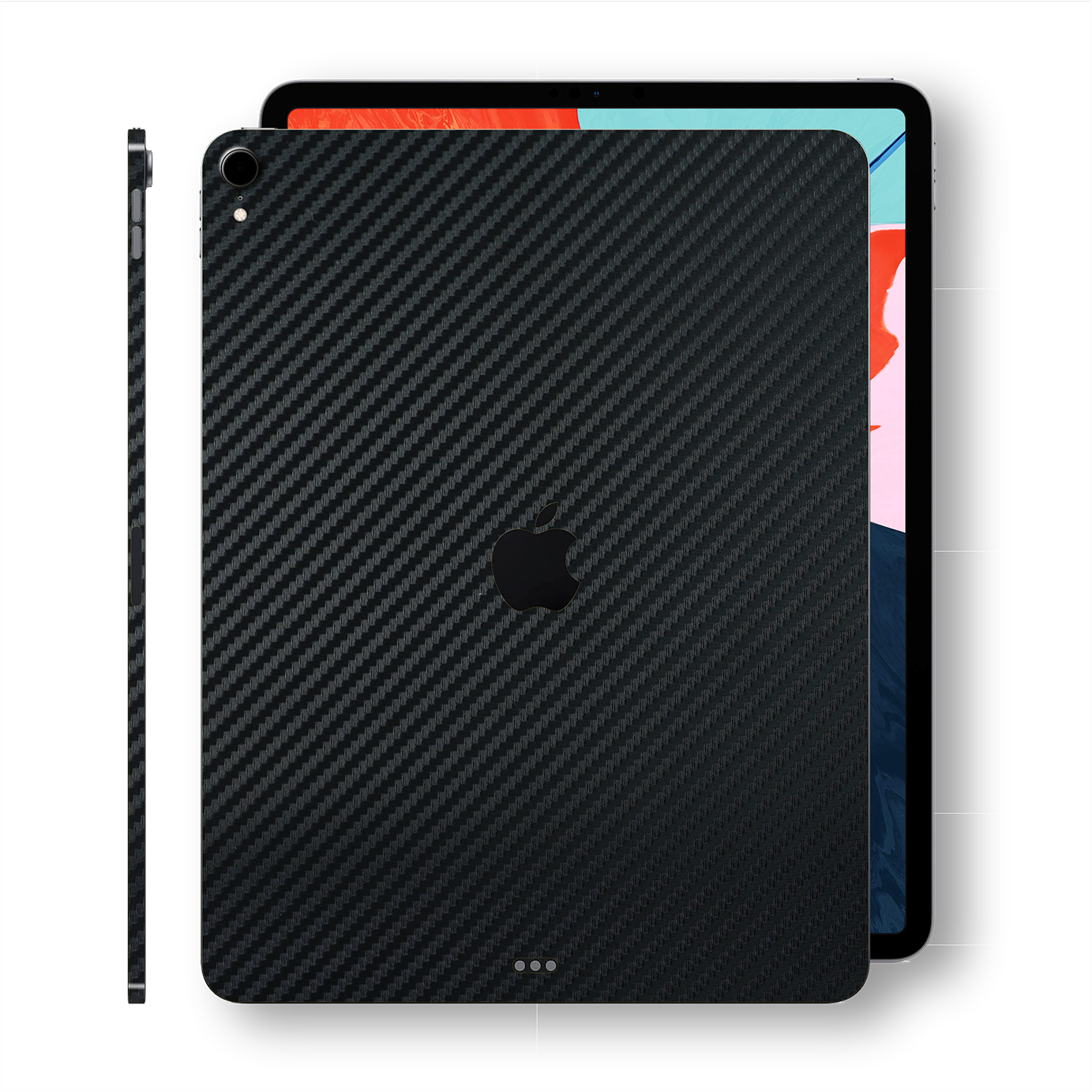 iPad PRO 12.9" 3rd Generation 2018 Black 3D Textured CARBON Fibre Fiber Skin Wrap Sticker Decal Cover Protector by EasySkinz