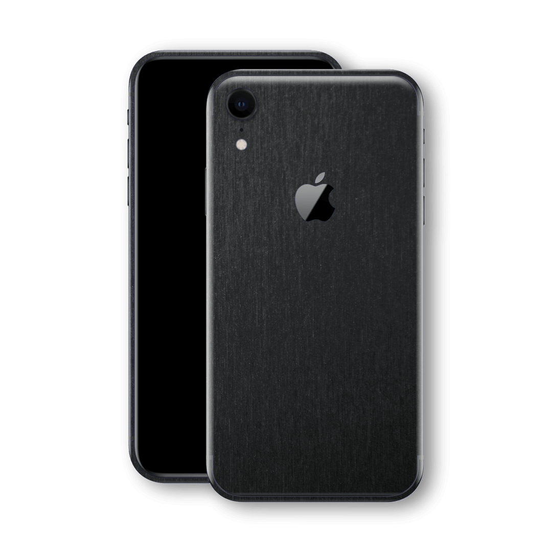 iPhone XR Brushed Metal BLACK Metallic Skin, Wrap, Decal, Protector, Cover by EasySkinz | EasySkinz.com