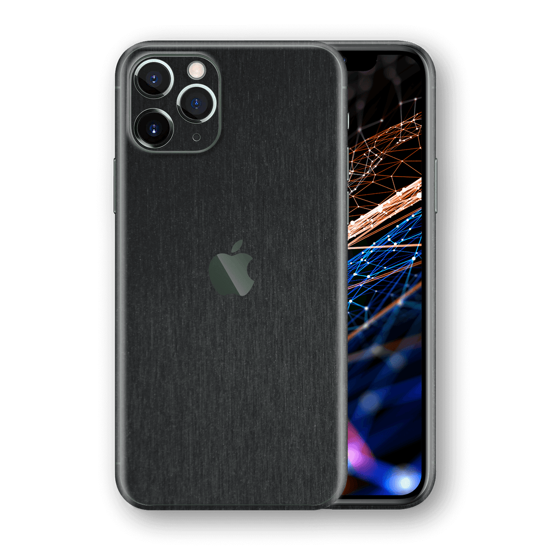 iPhone 11 PRO Brushed Metal BLACK Metallic Skin, Wrap, Decal, Protector, Cover by EasySkinz | EasySkinz.com  Edit alt text