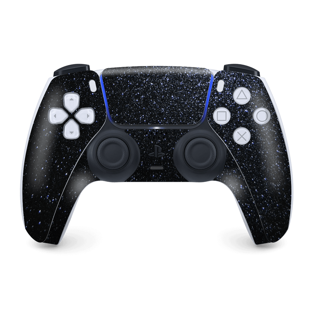 PS5 Playstation 5 DualSense Wireless Controller Skin - Diamond Black Shimmering Sparkling Glitter Skin Wrap Decal Cover Protector by EasySkinz | EasySkinz.com