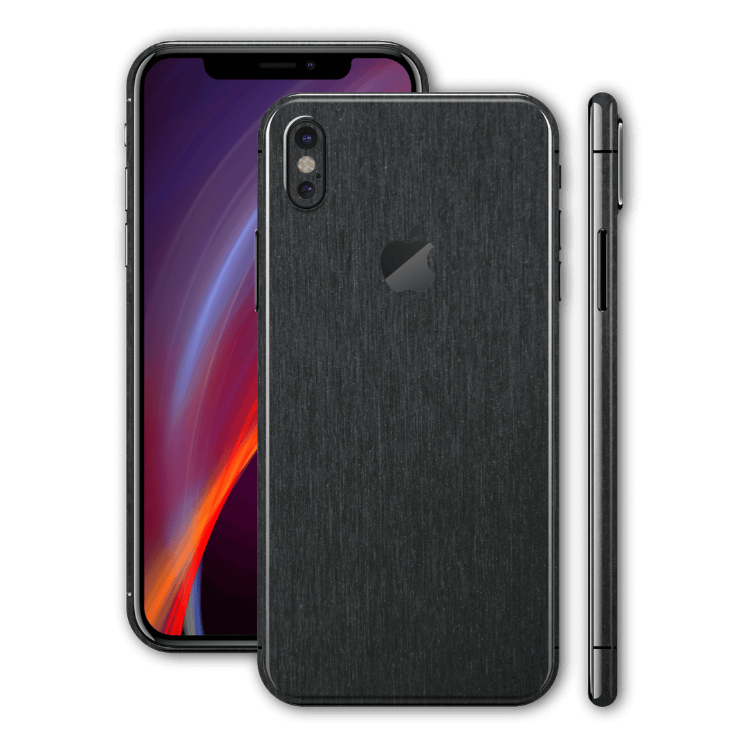 iPhone XS MAX Brushed Metal BLACK Metallic Skin, Wrap, Decal, Protector, Cover by EasySkinz | EasySkinz.com