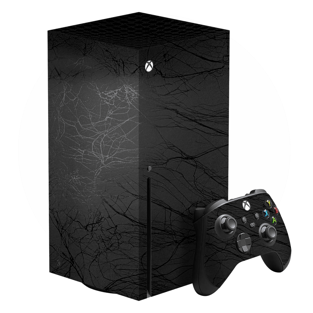 XBOX Series X Luxuria Black Web Net Mesh Cocoon  3D Textured Skin Wrap Decal Cover Protector by EasySkinz | EasySkinz.com