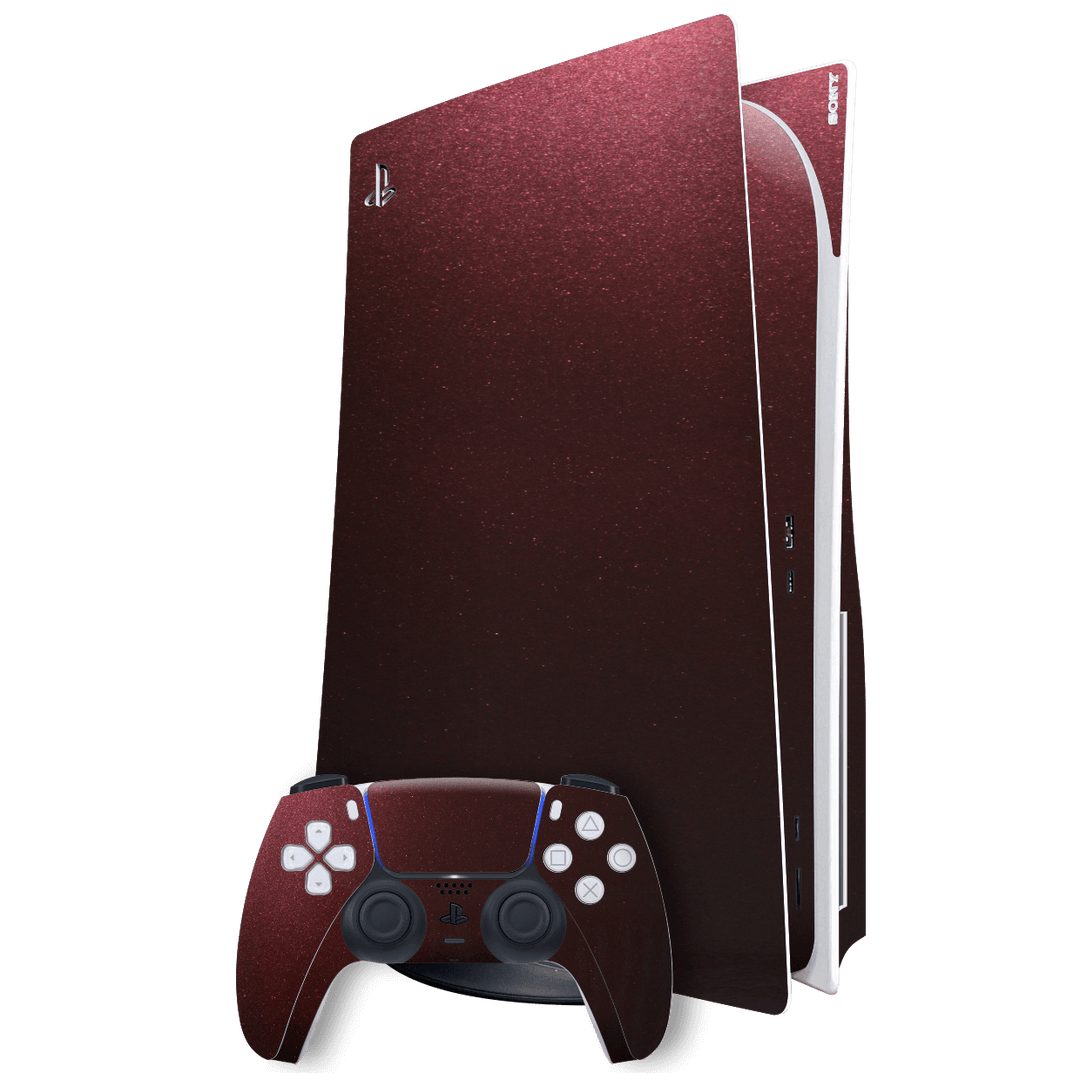 Playstation 5 (PS5) DISC Edition Black Rose Metallic Gloss Finish Skin Wrap Sticker Decal Cover Protector by EasySkinz | EasySkinz.com