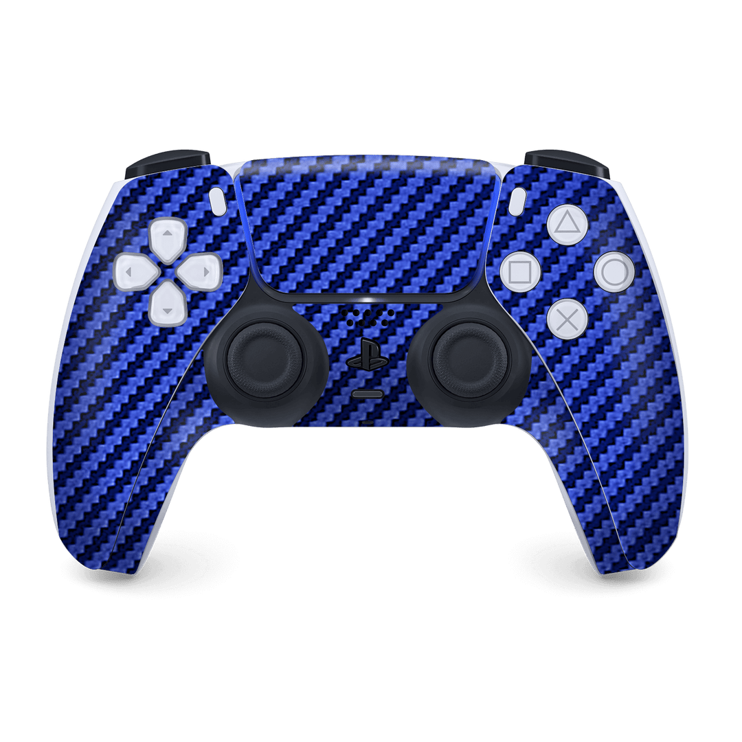 PS5 Playstation 5 DualSense Wireless Controller Skin - Blue 3D Textured Carbon Fibre Fiber Skin Wrap Decal Cover Protector by EasySkinz | EasySkinz.com
