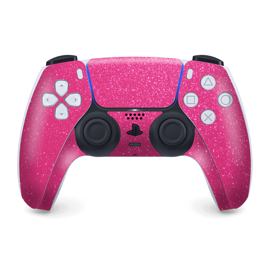 PS5 Playstation 5 DualSense Wireless Controller Skin - Diamond Candy Magenta Shimmering Sparkling Glitter Skin Wrap Decal Cover Protector by EasySkinz | EasySkinz.com