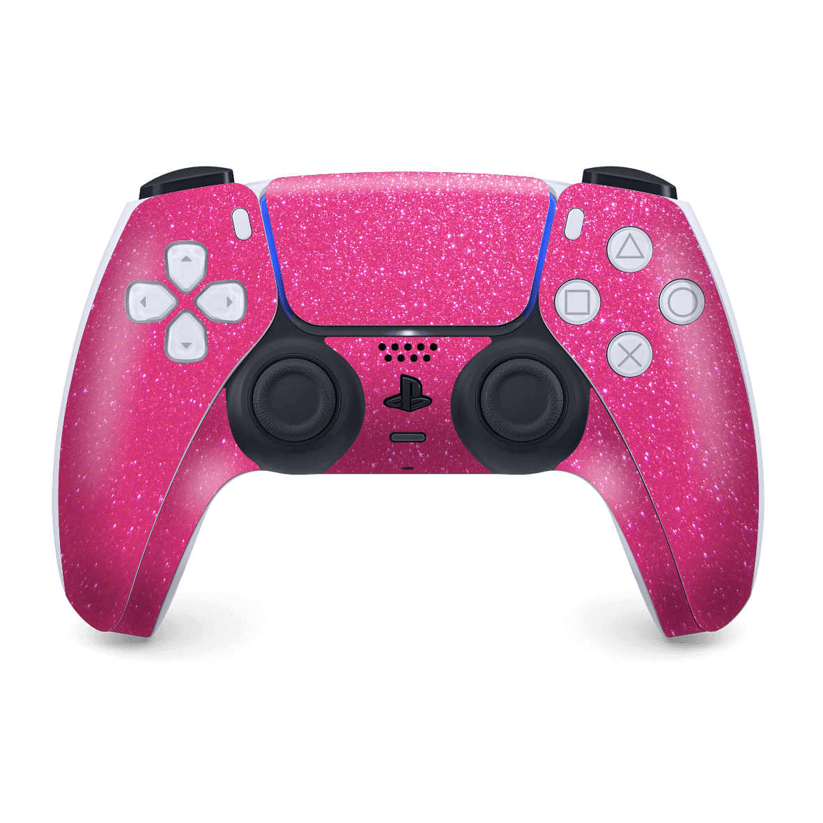 PS5 Playstation 5 DualSense Wireless Controller Skin - Diamond Candy Magenta Shimmering Sparkling Glitter Skin Wrap Decal Cover Protector by EasySkinz | EasySkinz.com