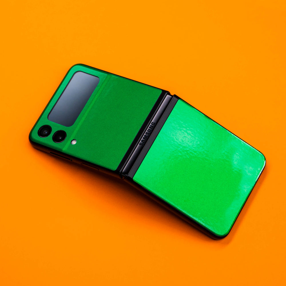 Samsung Galaxy Z Flip 3 Viper Green Tuning Metallic Gloss Finish Skin Wrap Sticker Decal Cover Protector by EasySkinz | EasySkinz.com