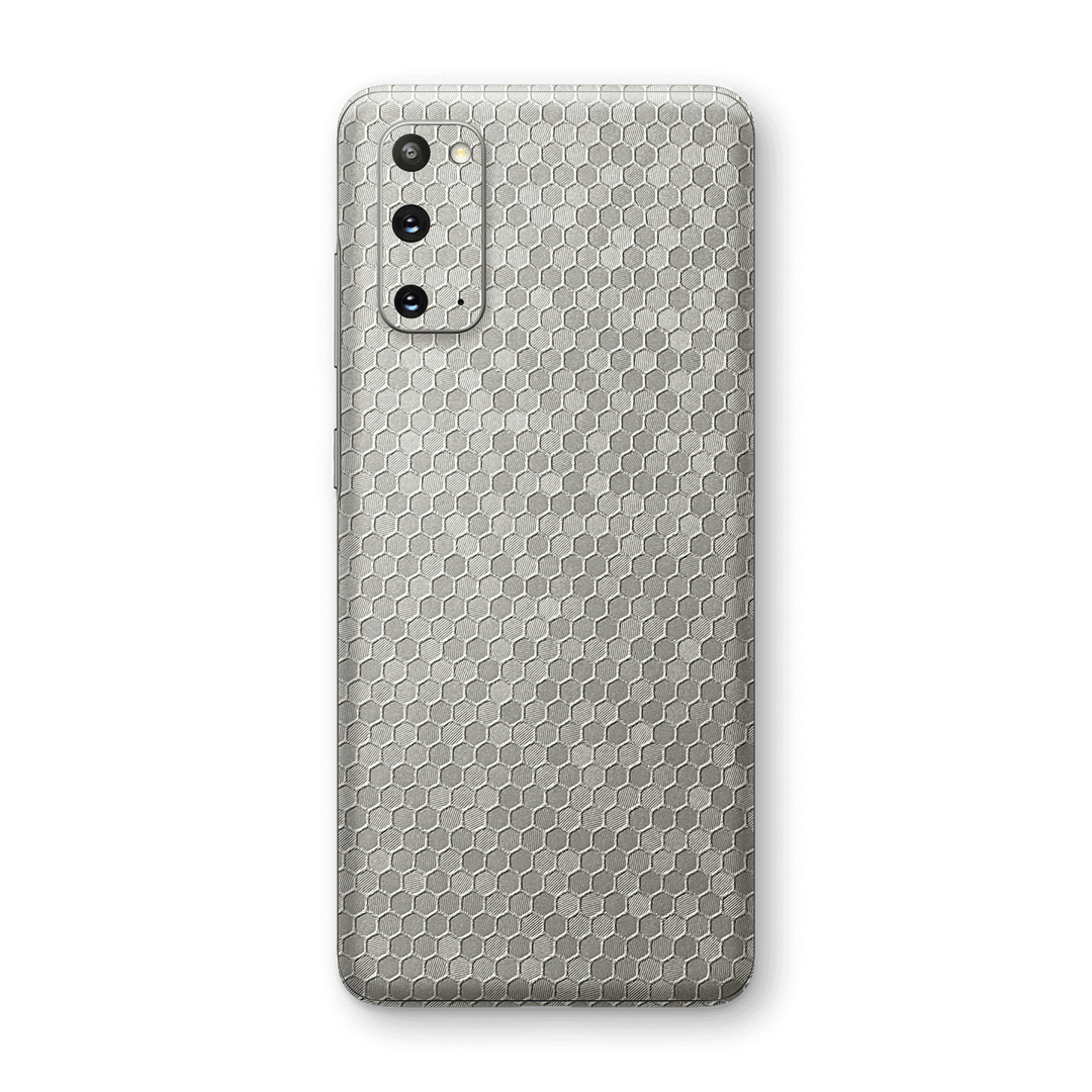 Samsung Galaxy S20 SILVER Honeycomb 3D Textured Skin Wrap Sticker Decal Cover Protector by EasySkinz