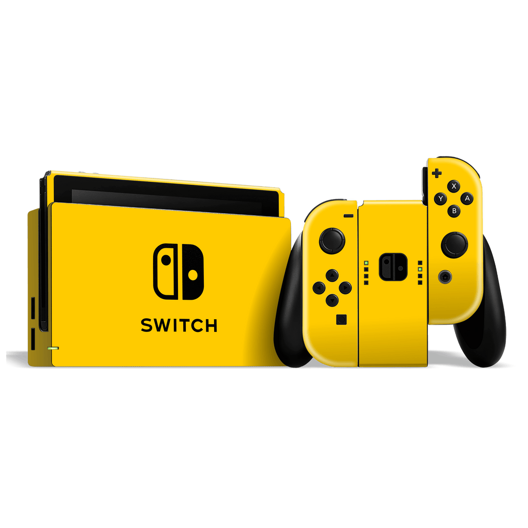 Nintendo SWITCH Glossy Golden Yellow Skin Wrap Sticker Decal Cover Protector by EasySkinz