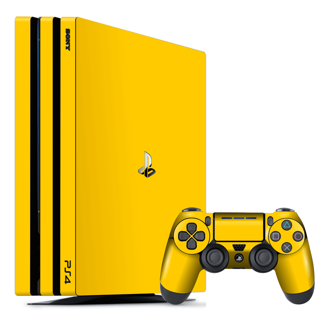 Playstation 4 PRO PS4 PRO Glossy Golden Yellow Skin Wrap Decal by EasySkinz