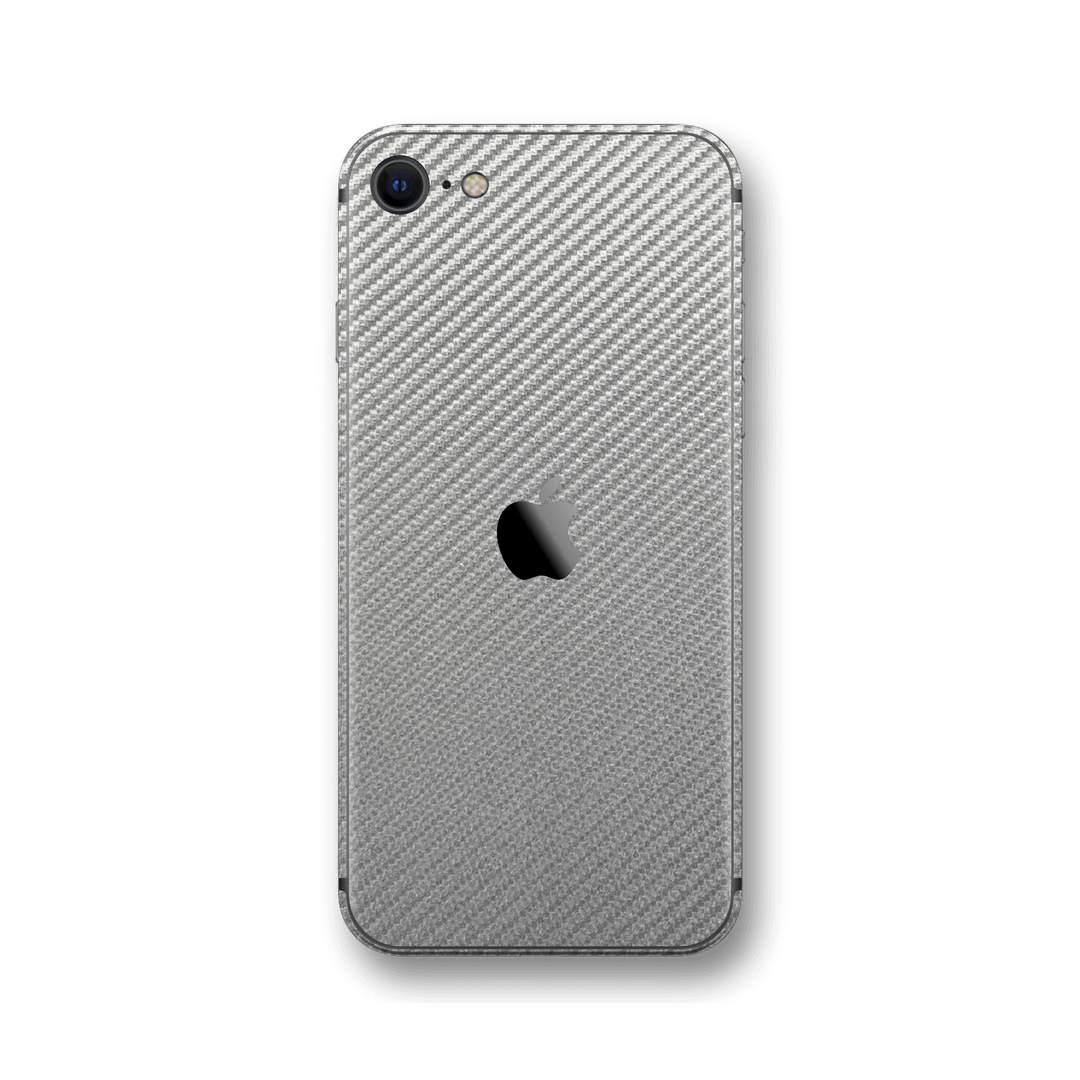 iPhone SE (2020) 3D Textured Metallic Grey Carbon Fibre Fiber Skin Wrap Sticker Decal Cover Protector by EasySkinz