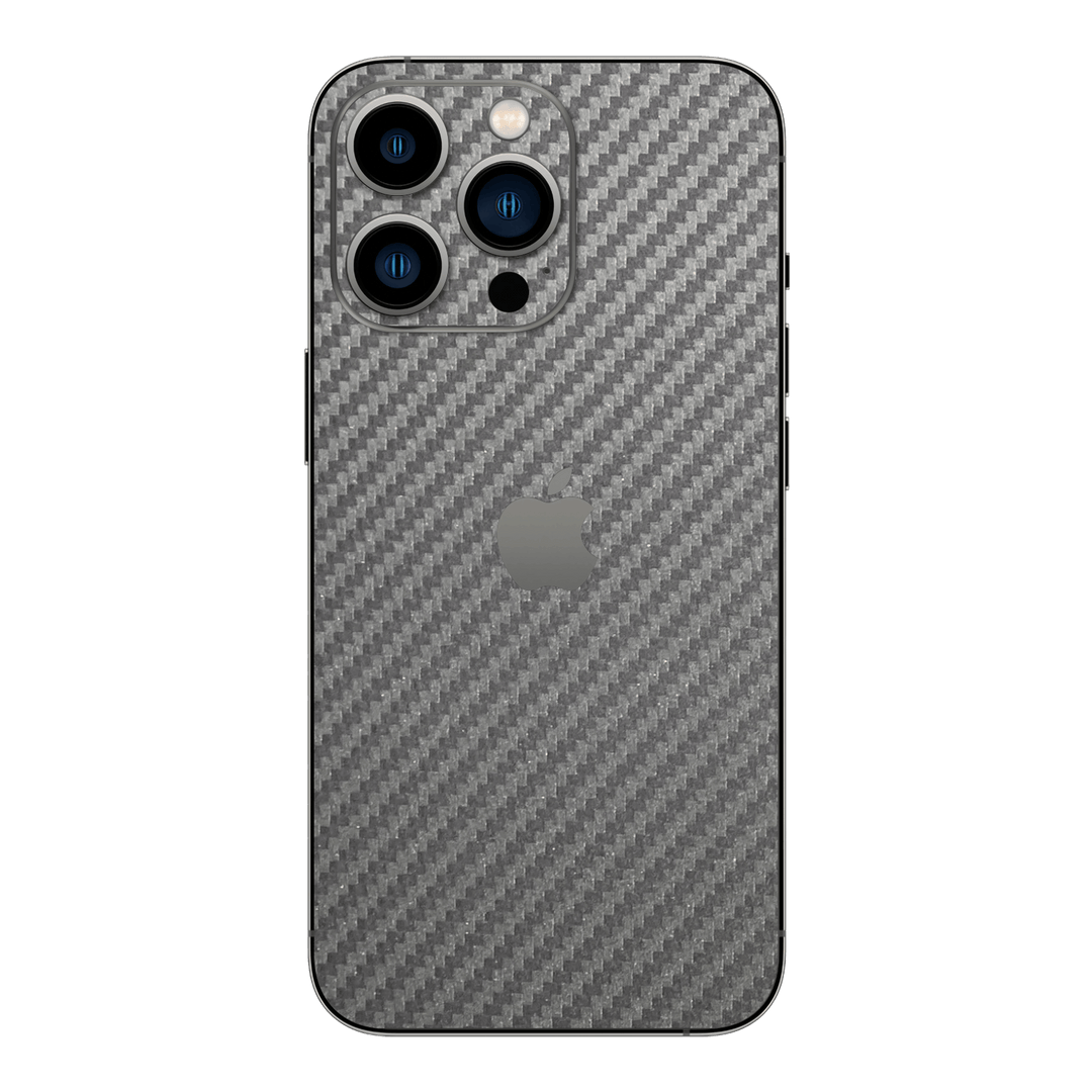 iPhone 13 PRO 3D Textured CARBON Fibre Skin - Metallic Grey - Premium Protective Skin Wrap Sticker Decal Cover by QSKINZ | Qskinz.com