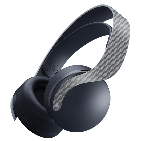 PS5 PlayStation 5 PULSE 3D Wireless Headset Skin - Grey Metallic 3D Textured Carbon Fibre Fiber Skin Wrap Decal Cover Protector by EasySkinz | EasySkinz.com