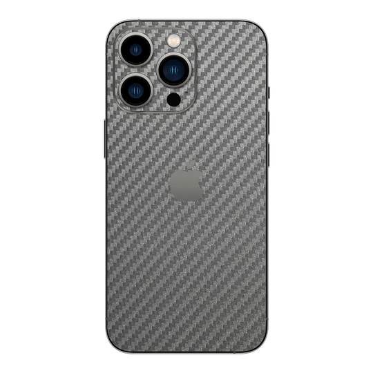 iPhone 14 PRO 3D Textured CARBON Fibre Skin - Metallic Grey - Premium Protective Skin Wrap Sticker Decal Cover by QSKINZ | Qskinz.com