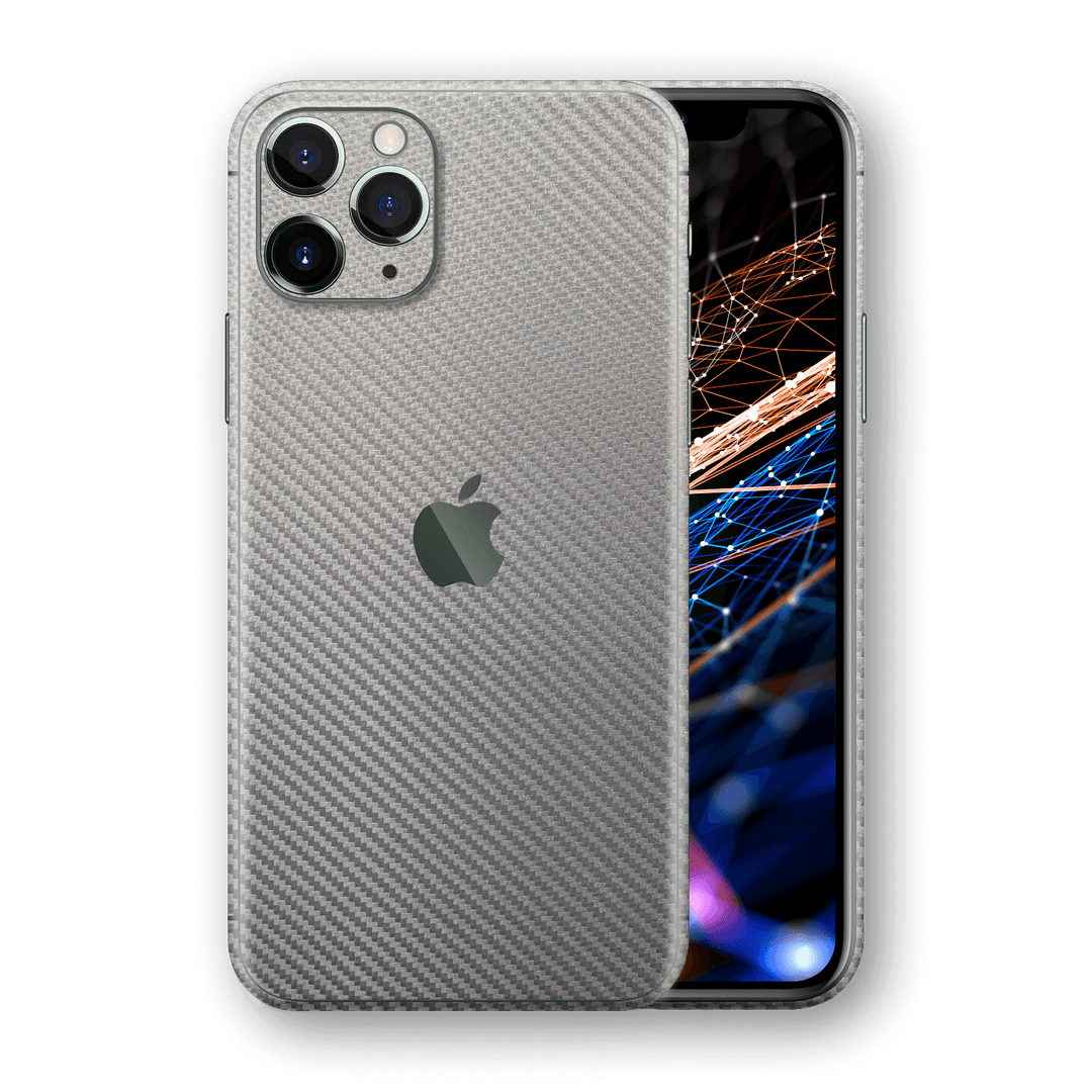 iPhone 11 PRO Metallic Grey 3D Textured CARBON Fibre Fiber Skin, Wrap, Decal, Protector, Cover by EasySkinz | EasySkinz.com  Edit alt text