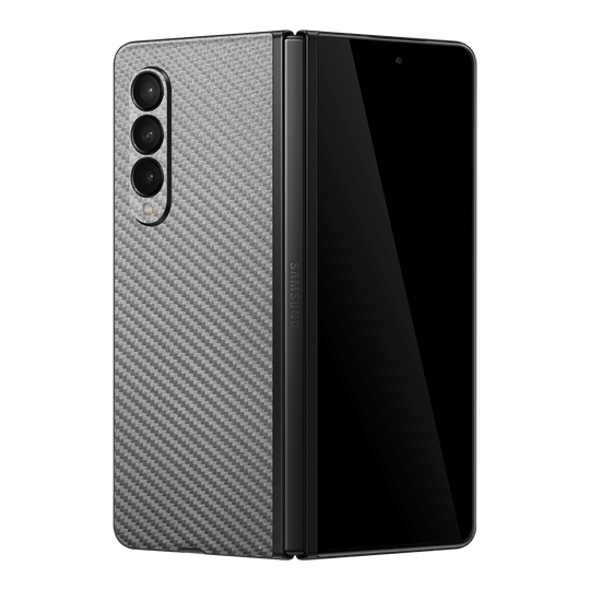 Samsung Galaxy Z Fold 3 Metallic Grey 3D Textured Carbon Fibre Fiber Skin Wrap Sticker Decal Cover Protector by EasySkinz