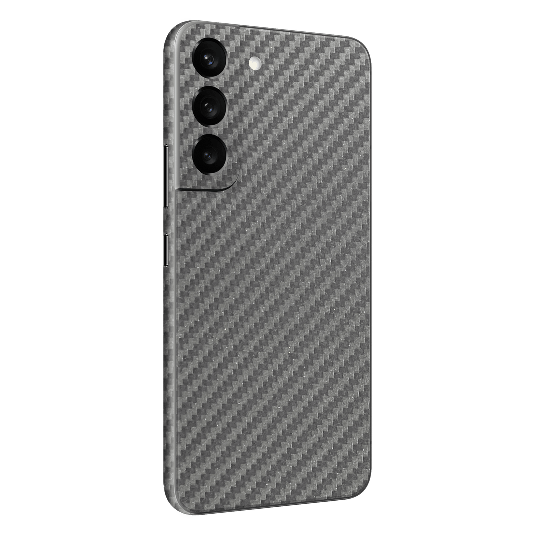 Samsung Galaxy S22+ PLUS Grey Metallic 3D Textured Carbon Fibre Fiber Skin Wrap Decal Cover Protector by EasySkinz | EasySkinz.com