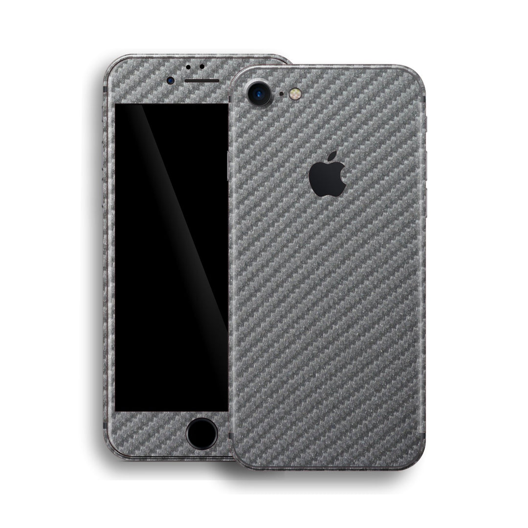 iPhone 8 Metallic Grey 3D Textured CARBON Fibre Fiber Skin, Wrap, Decal, Protector, Cover by EasySkinz | EasySkinz.com