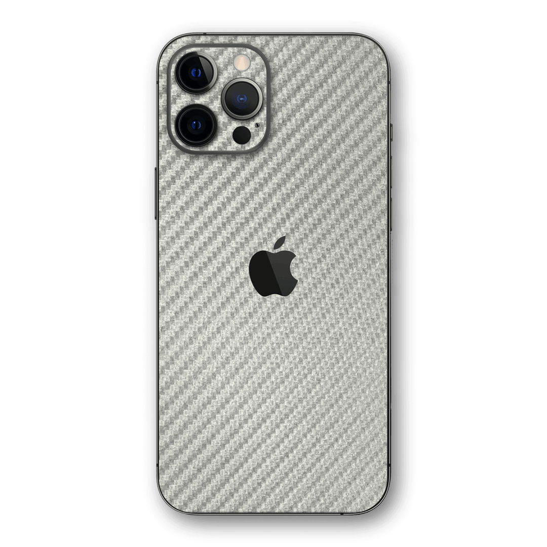 iPhone 12 Pro MAX 3D Textured CARBON Fibre Skin - Metallic Grey - Premium Protective Skin Wrap Sticker Decal Cover by QSKINZ | Qskinz.com