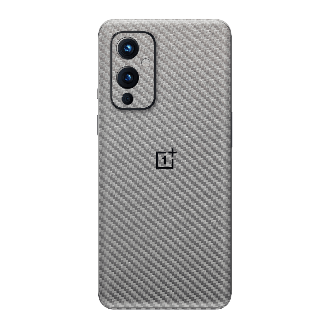 OnePlus 9 Metallic Grey 3D Textured Carbon Fibre Fiber Skin Wrap Sticker Decal Cover Protector by EasySkinz