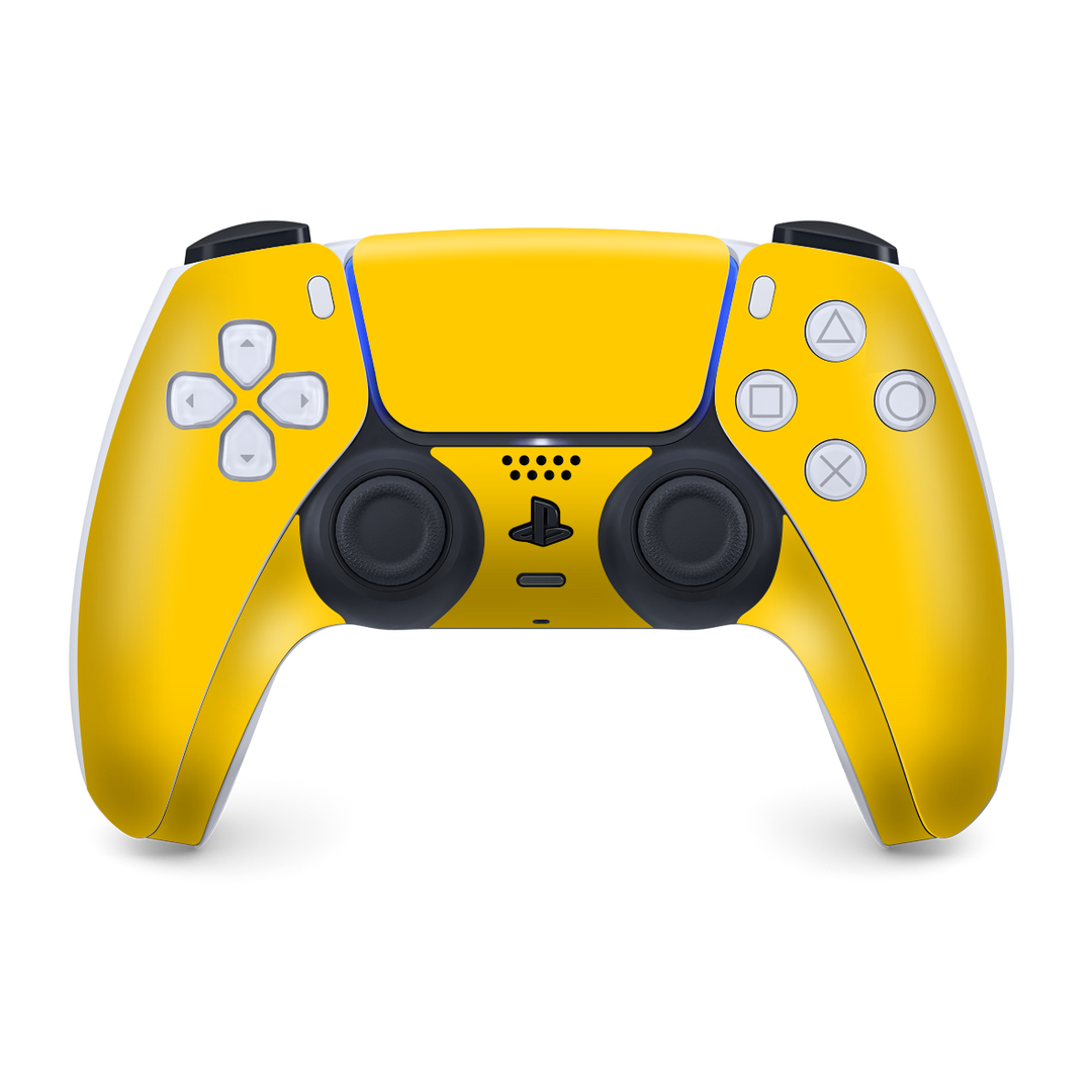 PS5 Playstation 5 DualSense Wireless Controller Skin - Gloss Glossy Golden Yellow Skin Wrap Decal Cover Protector by EasySkinz | EasySkinz.com