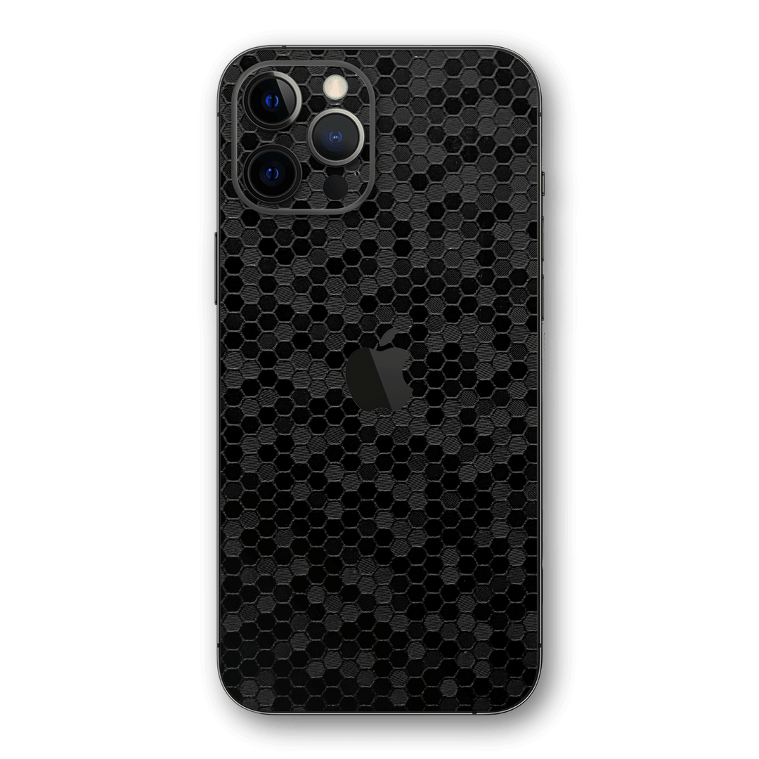iPhone 12 PRO LUXURIA BLACK HONEYCOMB 3D TEXTURED Skin - Premium Protective Skin Wrap Sticker Decal Cover by QSKINZ | Qskinz.com