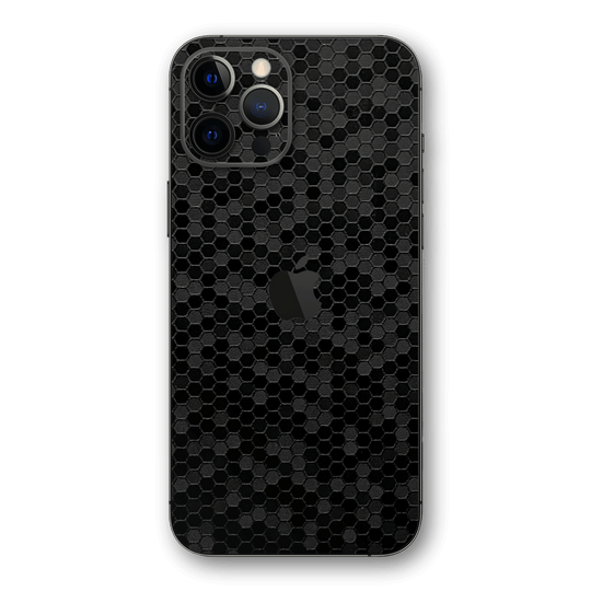 iPhone 12 PRO LUXURIA BLACK HONEYCOMB 3D TEXTURED Skin - Premium Protective Skin Wrap Sticker Decal Cover by QSKINZ | Qskinz.com