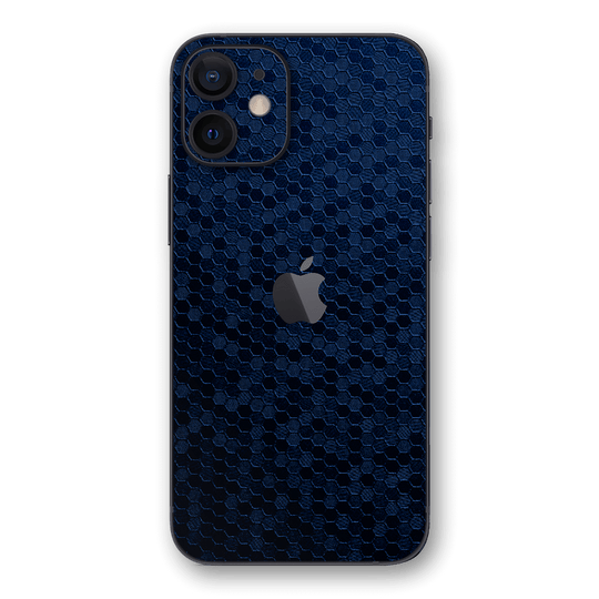 iPhone 12 LUXURIA Navy Blue HONEYCOMB 3D TEXTURED Skin - Premium Protective Skin Wrap Sticker Decal Cover by QSKINZ | Qskinz.com