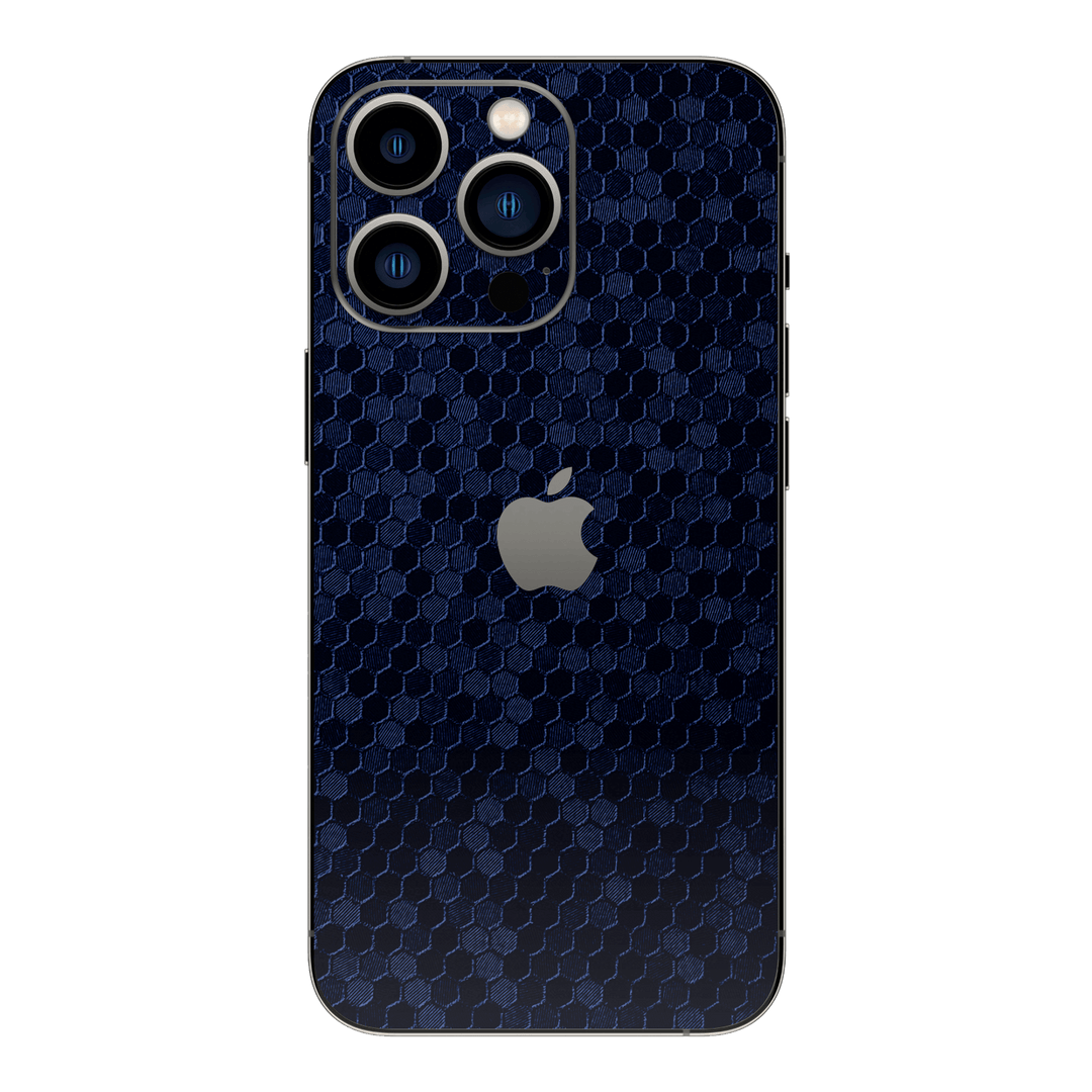 iPhone 13 PRO LUXURIA Navy Blue HONEYCOMB 3D TEXTURED Skin - Premium Protective Skin Wrap Sticker Decal Cover by QSKINZ | Qskinz.com